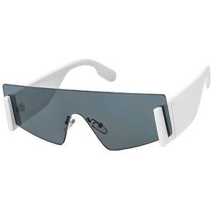 Do Not Disturb Flat Top Single Shield Like Sunglasses White with Black Lens